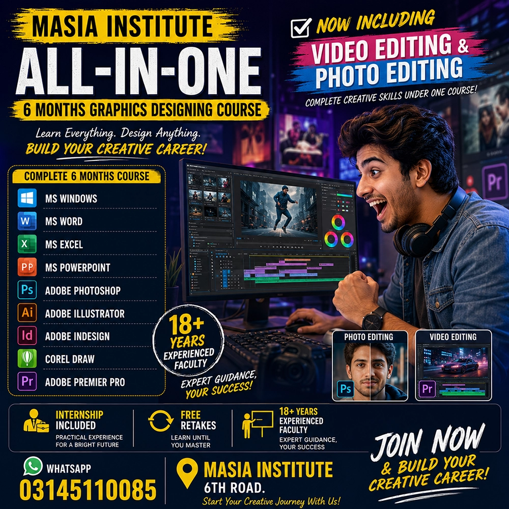Video Editing is now included in Graphics Designing Course
